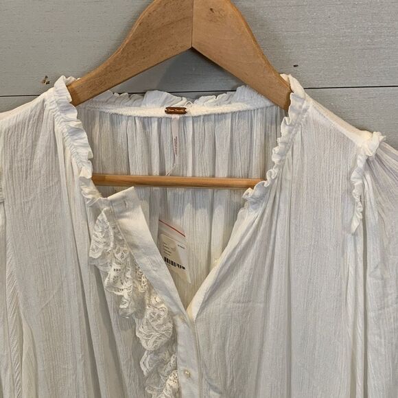 Free People Jeanette tunic while lace blouse tunic NWT size XS - Picture 2 of 11
